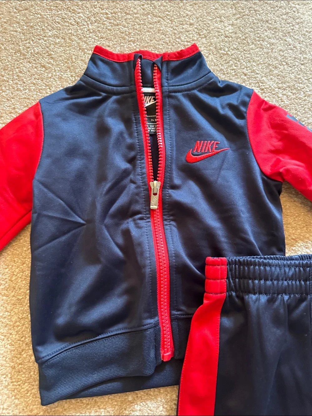 Nike Navy and Red Kids' Track Jacket & Joggers Set